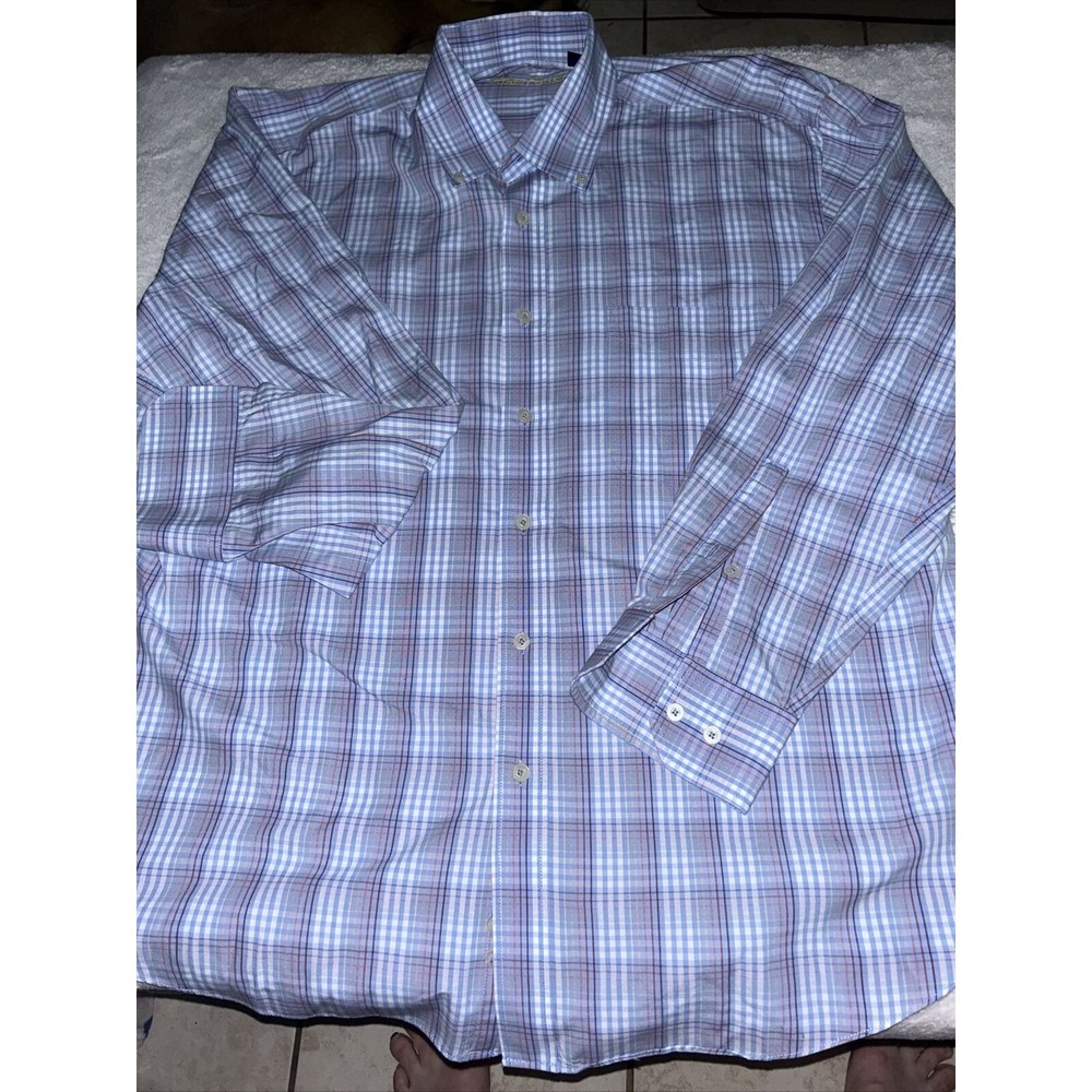 Alan Flusser Long Sleeve Button up Dress Shirt Men's L Cotton